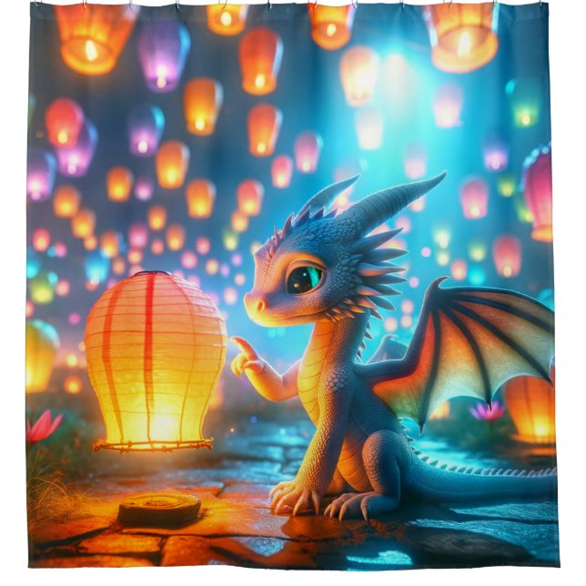 Baby Dragon Shower Curtain (Front)