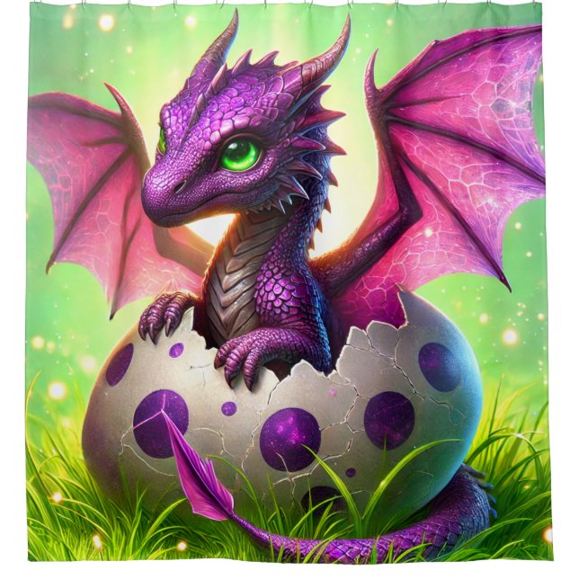 Baby Dragon Shower Curtain (Front)