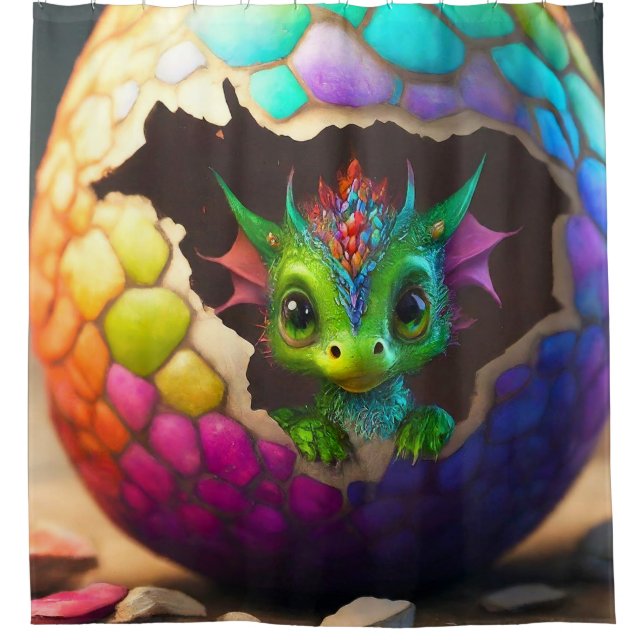 Baby Dragon Shower Curtain (Front)
