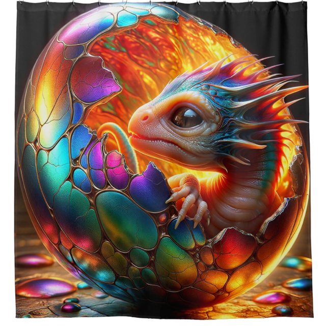 Baby Dragon Shower Curtain (Front)