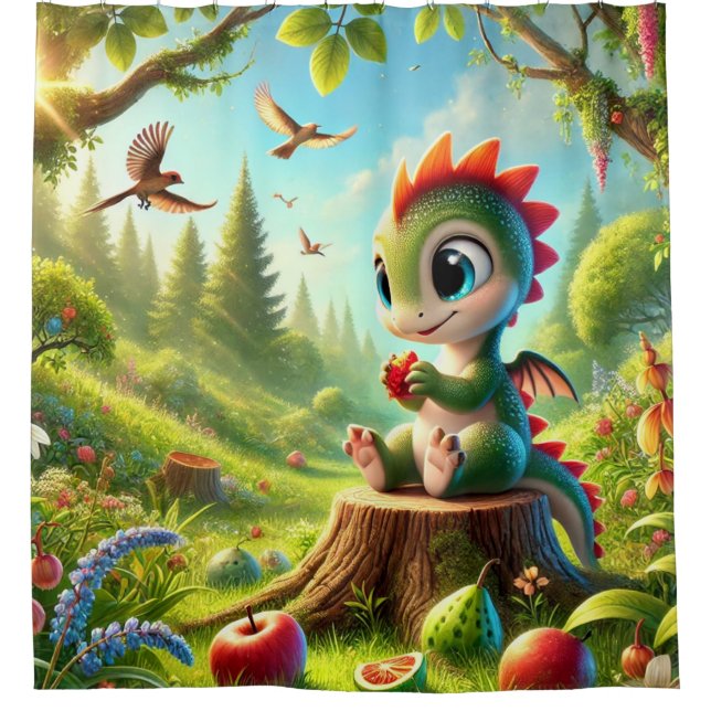 Baby Dragon Shower Curtain (Front)