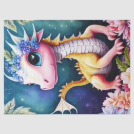 Baby Dragon Space Flowers Art Tissue Paper