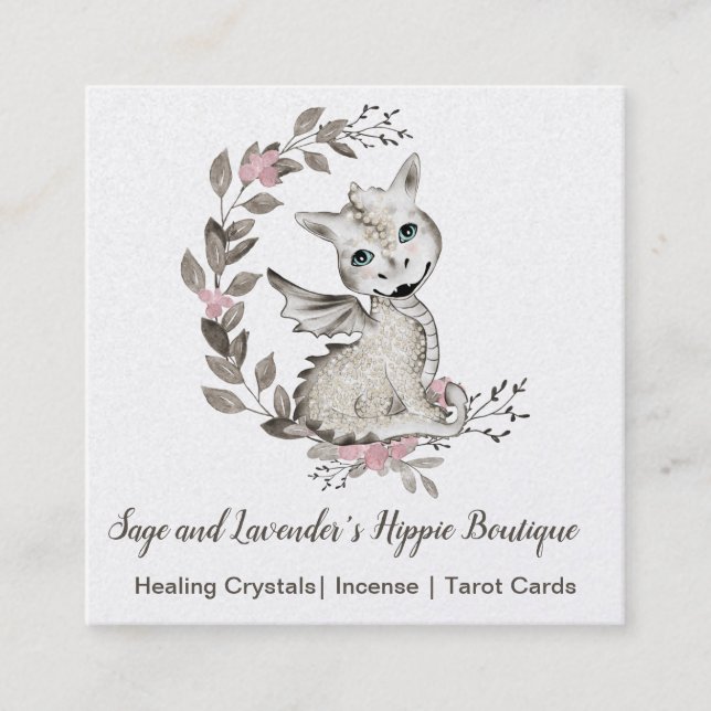 Baby Dragon Square Business Card (Front)