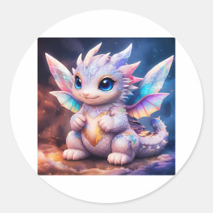 Baby Dragon White Fairy Winged Sticker