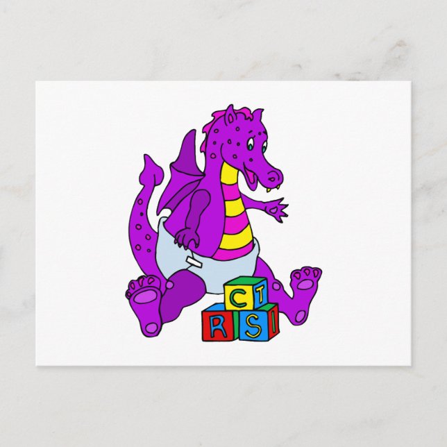 Baby Dragon with Blocks Postcard (Front)