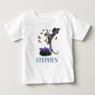 Baby Dragon With Butterflies Personalised Baby T-Shirt