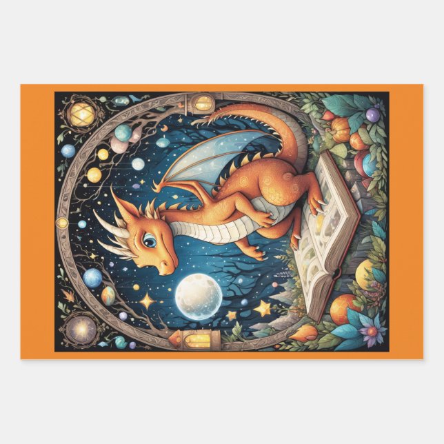 Baby Dragon Wrapping Paper Sheet (Front)