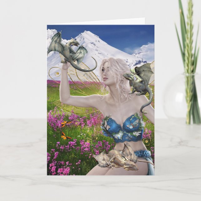 Baby Dragons and Fairy Fantasy Card (Front)