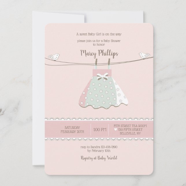 Baby Dress on Clothesline Shower Invitation (Front)