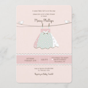 Baby Dress on Clothesline Shower Invitation