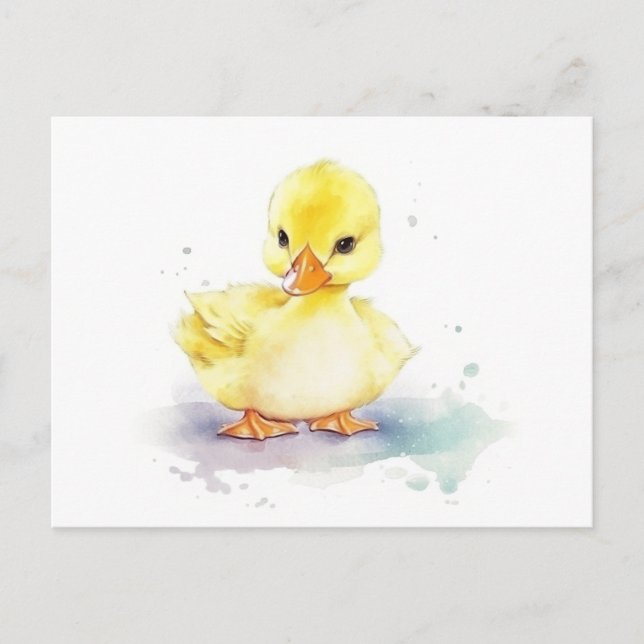 Baby Duck 2 Watercolor Postcard (Front)