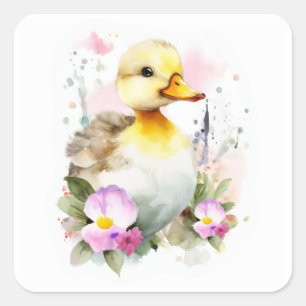 Baby Duck, Duckling Square Sticker