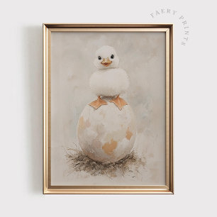 Baby Duck on Egg Print, Spring Easter PRINTABLE Wa Poster