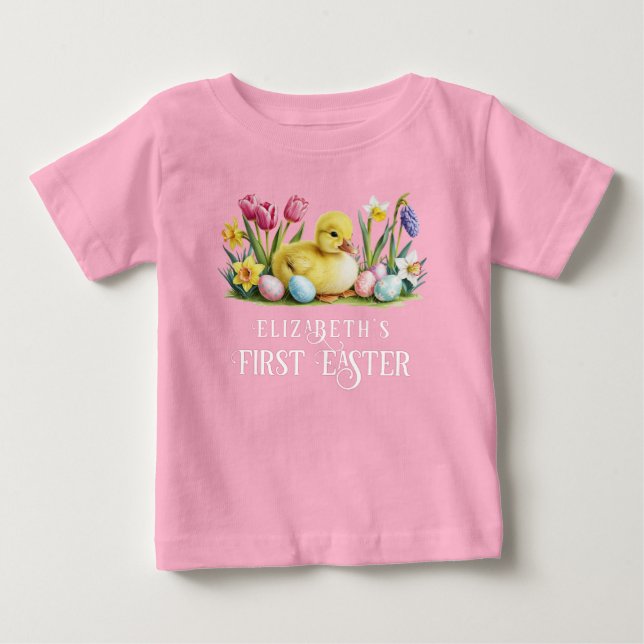 Baby Duck Personalised First Easter  T-Shirt (Front)