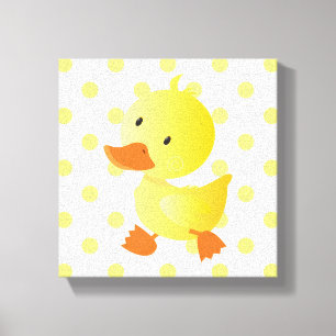 Baby Duck Polka Dots Nursery Art Canvas Print