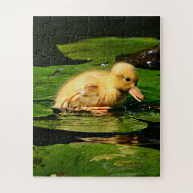 Baby Duck Resting on Lily Pad Jigsaw Puzzle (Vertical)