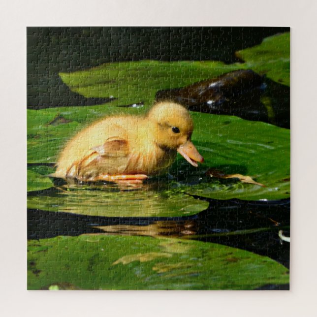 Baby Duck Resting on Lily Pad Jigsaw Puzzle (Vertical)