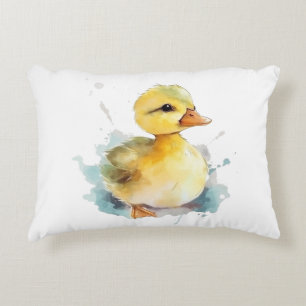 Baby Duck Watercolor Accent Pillow