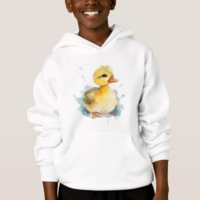 Baby Duck Watercolor Kid's Pullover Hoodie (Front)