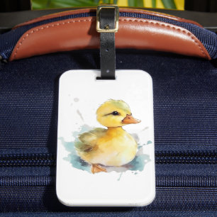 Baby Duck Watercolor Luggage Tag