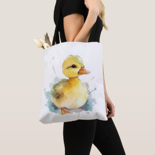 Baby Duck Watercolor Shoulder Tote Bag