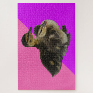 Baby Ducks on Pink Raspberry and Purple Sorbet Jigsaw Puzzle