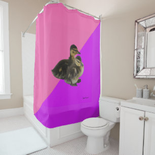 Baby Ducks on Pink Raspberry and Purple Sorbet Shower Curtain