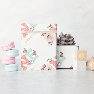 Baby Ducks One Photo Girl 1st Birthday Gift Wrap