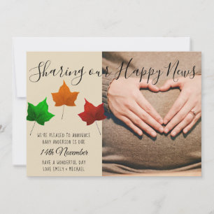 Baby Due Autumn Fall PHOTO Announcement Card