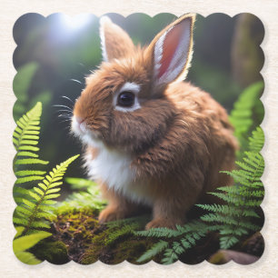 Baby Dwarf Bunny Rabbit, Paper Coaster