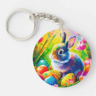 Baby Easter Bunny Painting-91451 Key Ring