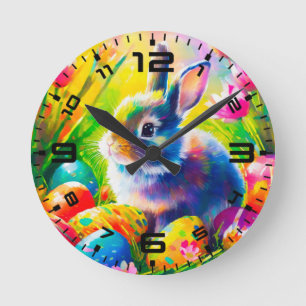 Baby Easter Bunny Painting-91451 Round Clock