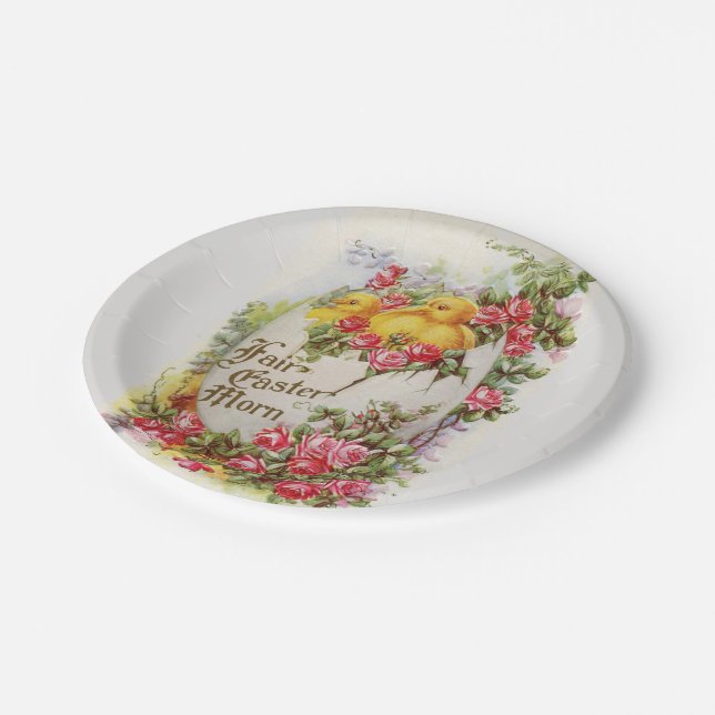 Baby Easter Chicks and Roses Paper Plates (Angled)