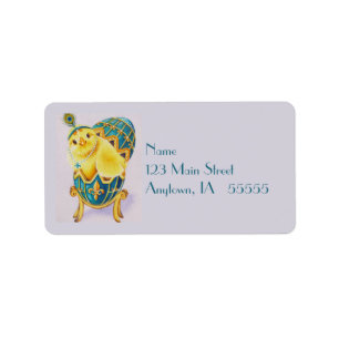 Baby Easter Flapper Chick Blue Egg Watercolor Art Label