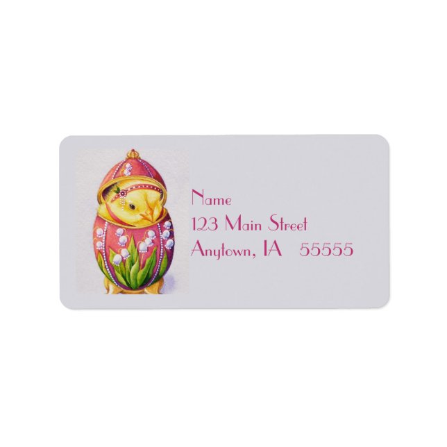 Baby Easter Flapper Chick Pink Egg Watercolor Art Label (Front)