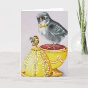 Baby Easter Flapper Chick Yellow Egg Watercolor Card