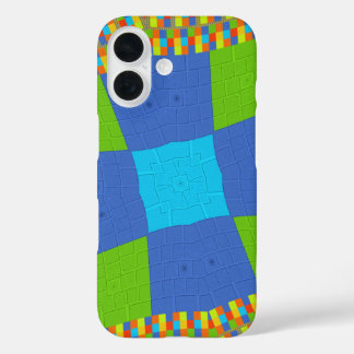 Baby eco green Chequered Blue cyan iPhone 16 Case