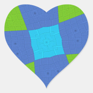 Baby eco green Chequered Blue cyan Heart Sticker