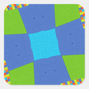 Baby eco green Chequered Blue cyan Square Sticker