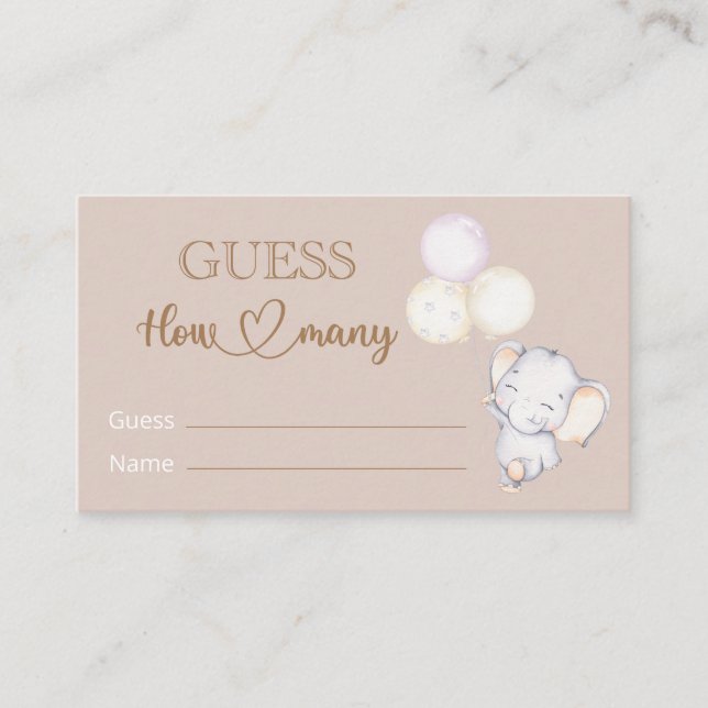 Baby Elegant Baby Shower Guess How Many  Enclosure Card (Front)