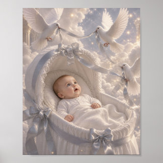 Baby - elegant doves decorating Bassinet Poster