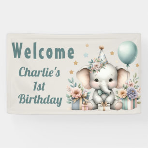 Baby Elephant 1st Birthday Banner