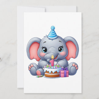 Baby Elephant 1st Birthday Card