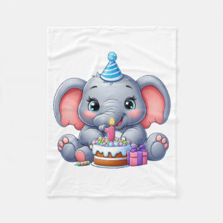 Baby Elephant 1st Birthday Fleece Blanket