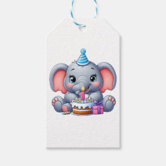 Baby Elephant 1st Birthday Gift Tags