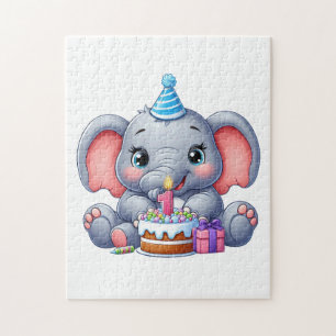 Baby Elephant 1st Birthday Jigsaw Puzzle