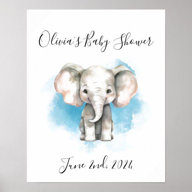baby elephant baby shower acrylic sign (Front)