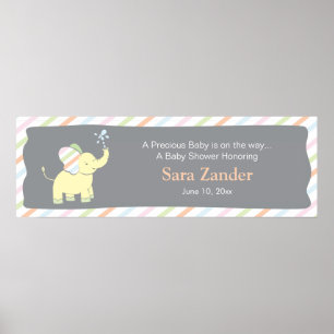Baby Elephant Baby Shower Banner Poster