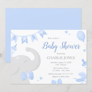 Baby Elephant Baby Shower Boy Invitations