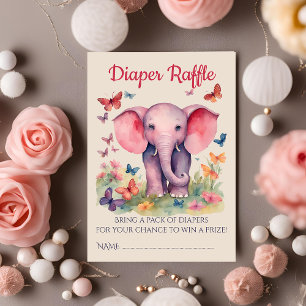 Baby Elephant Baby Shower Diaper Raffle Enclosure Card